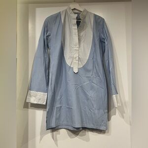 LORIBLU MADE IN ITALY SHIRT DRESS WITH WHITE AND BLUE STRIPES| size L